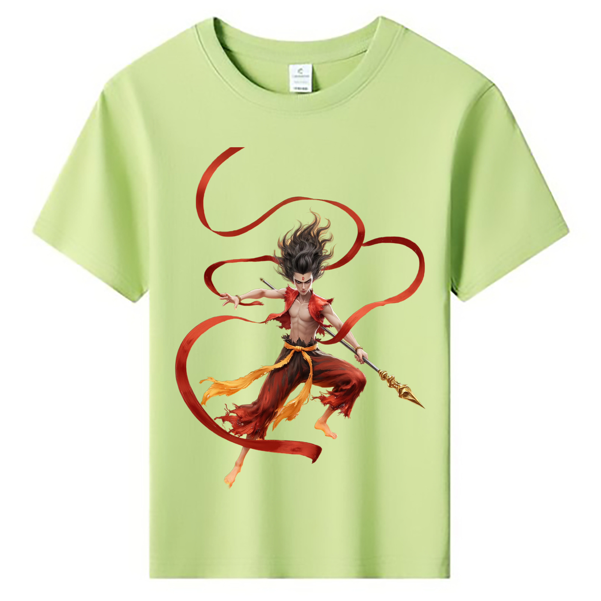 （画像用） Ne Zha 2 ナタ 魔童の大暴れ 綿100％キッズTシャツ（フロントプリント）